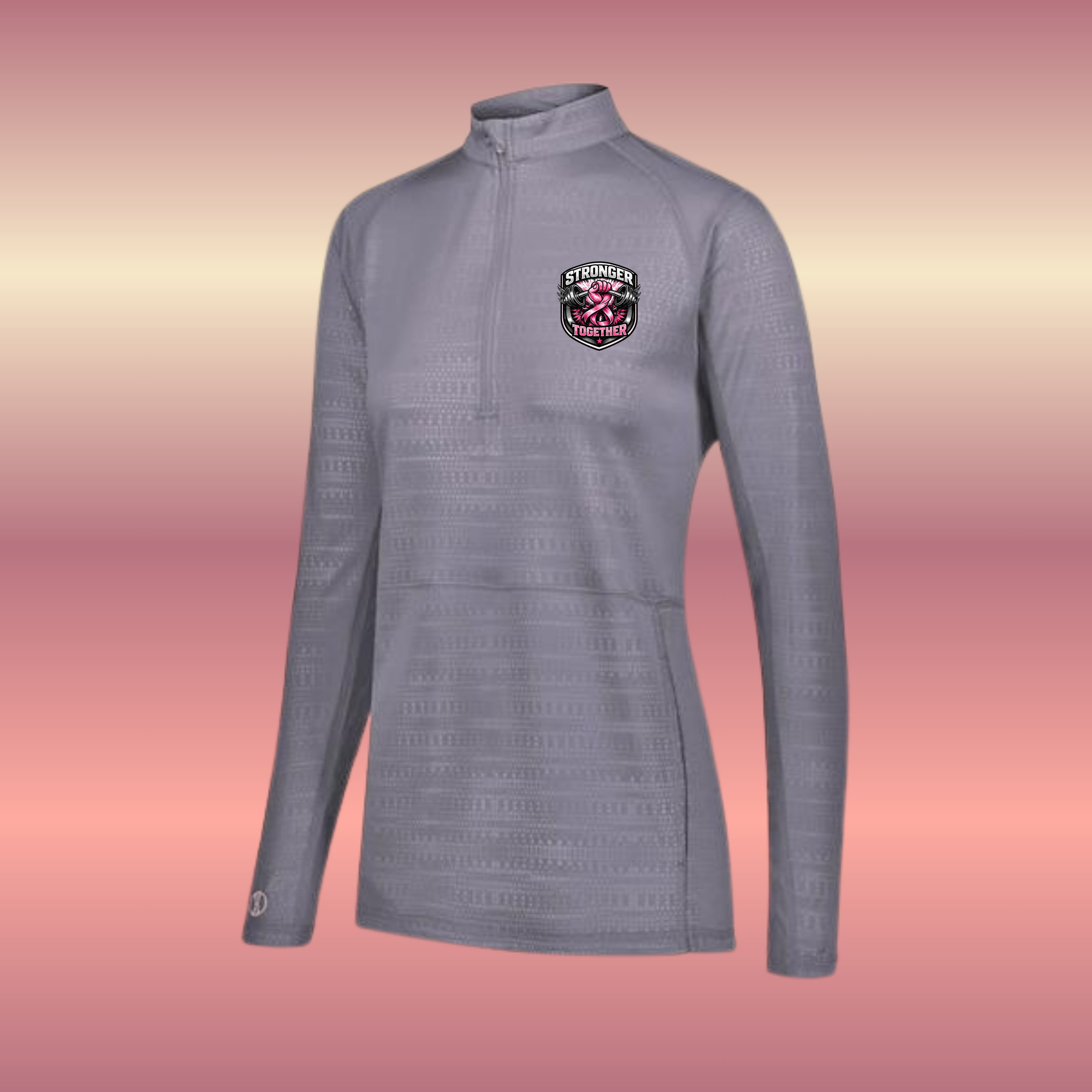 Fighting Breast Cancer womens Quarter Zip Pouch Pocket Pullover