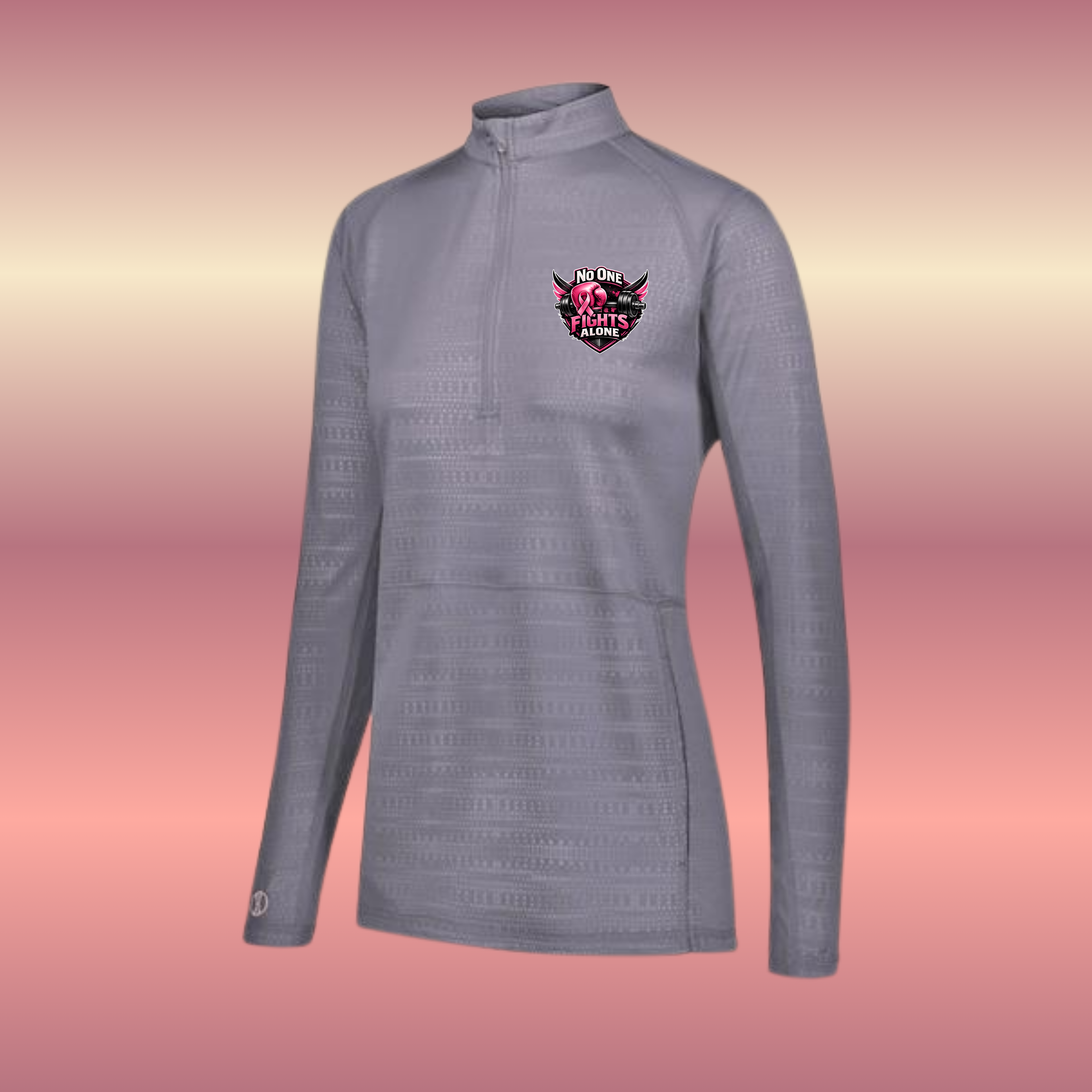 Fighting Breast Cancer womens Quarter Zip Pouch Pocket Pullover