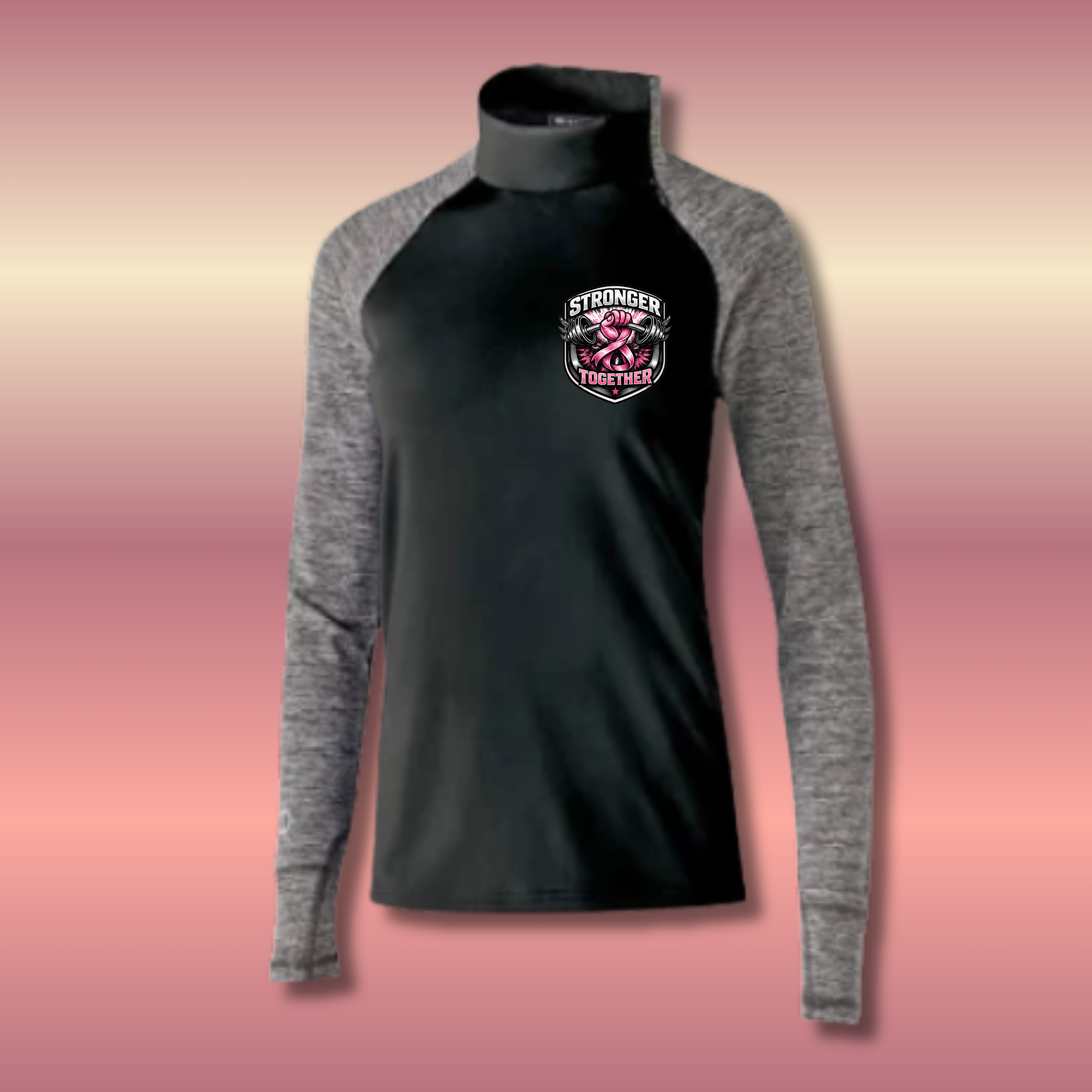 Fighting Breast Cancer Zip Pullover Stronger Together