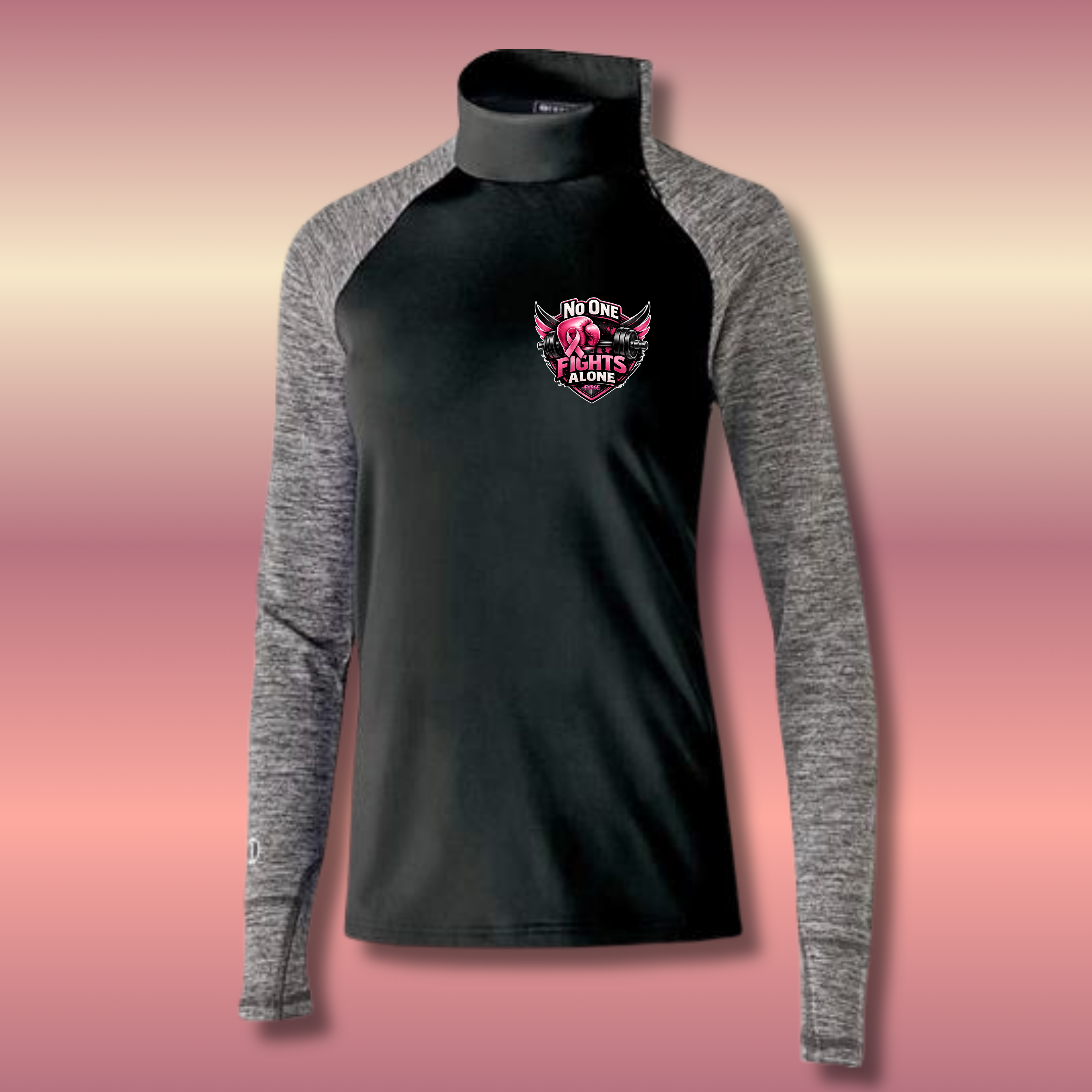 Fighting Breast Cancer Zip Pullover No One Fights Alone