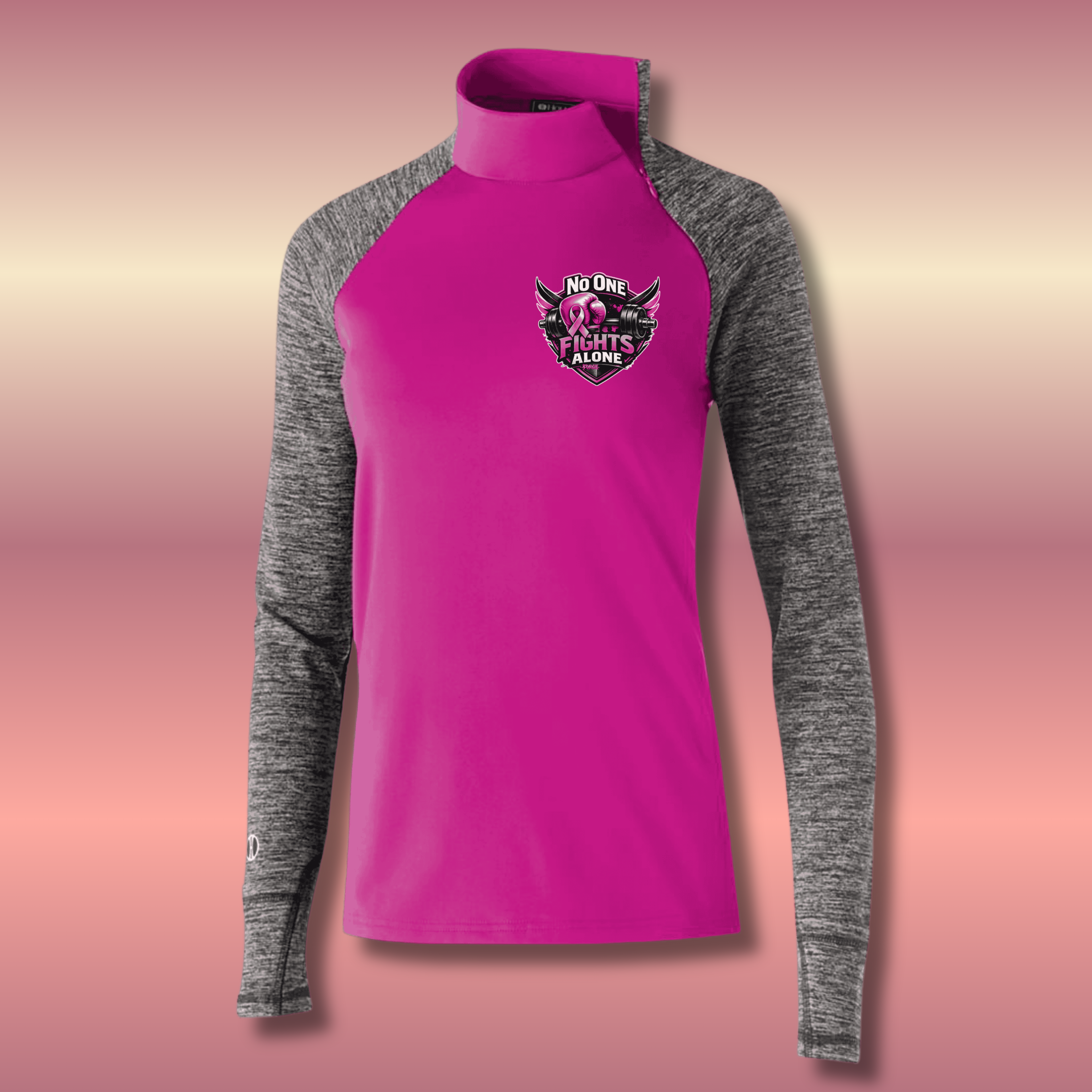 Fighting Breast Cancer Zip Pullover No One Fights Alone