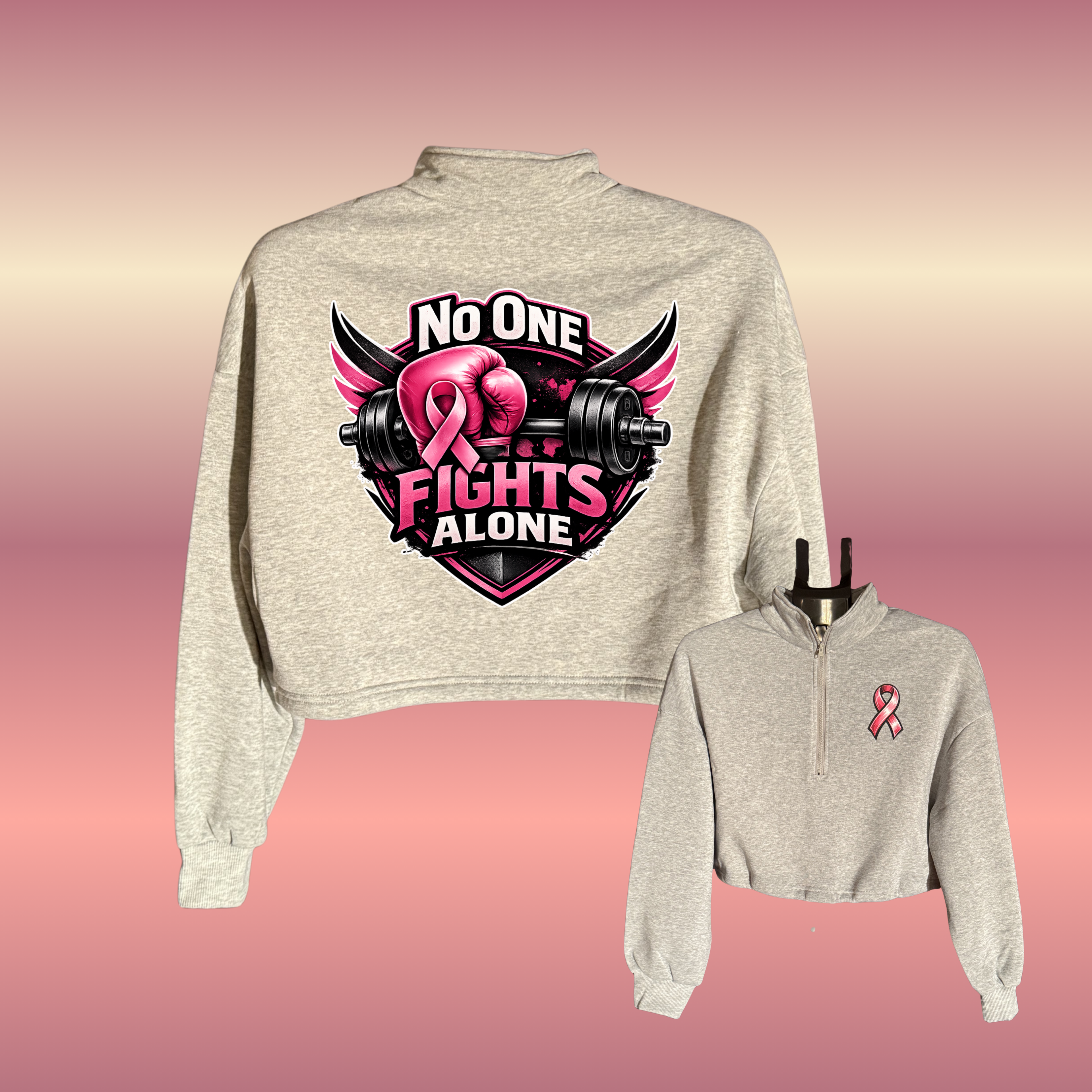 Fighting Breast Cancer Cropped Quarter Zip