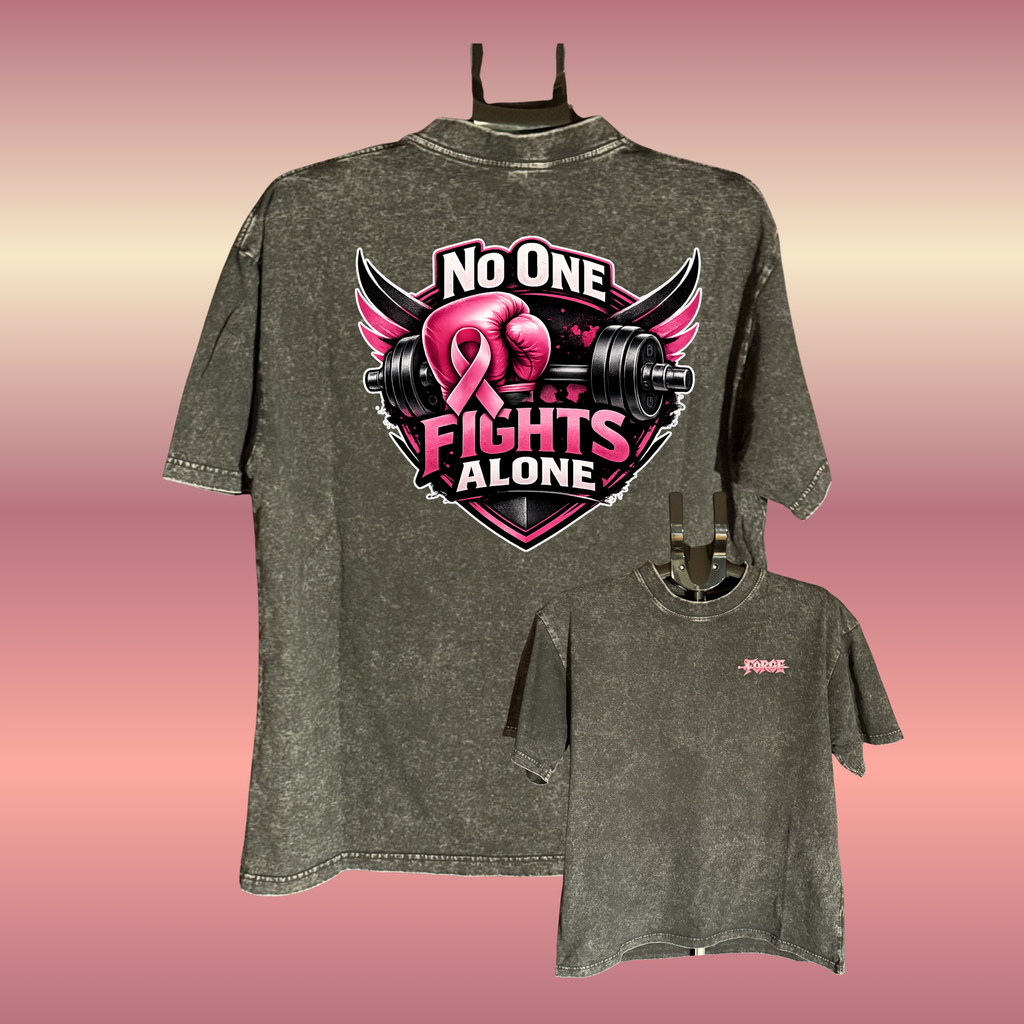No One Fights Alone Boxy tee - Fighting Breast Cancer