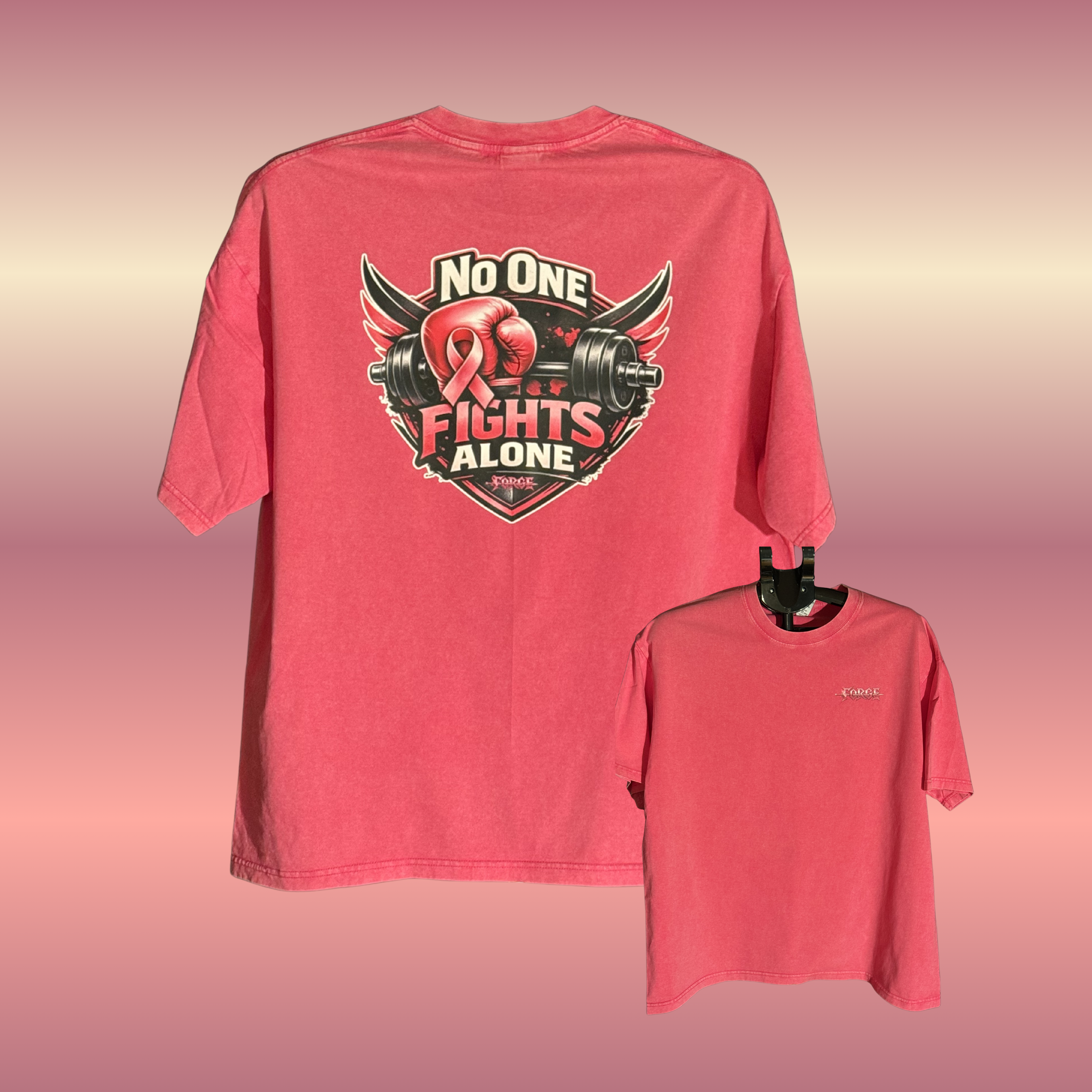 No One Fights Alone Boxy tee - Fighting Breast Cancer