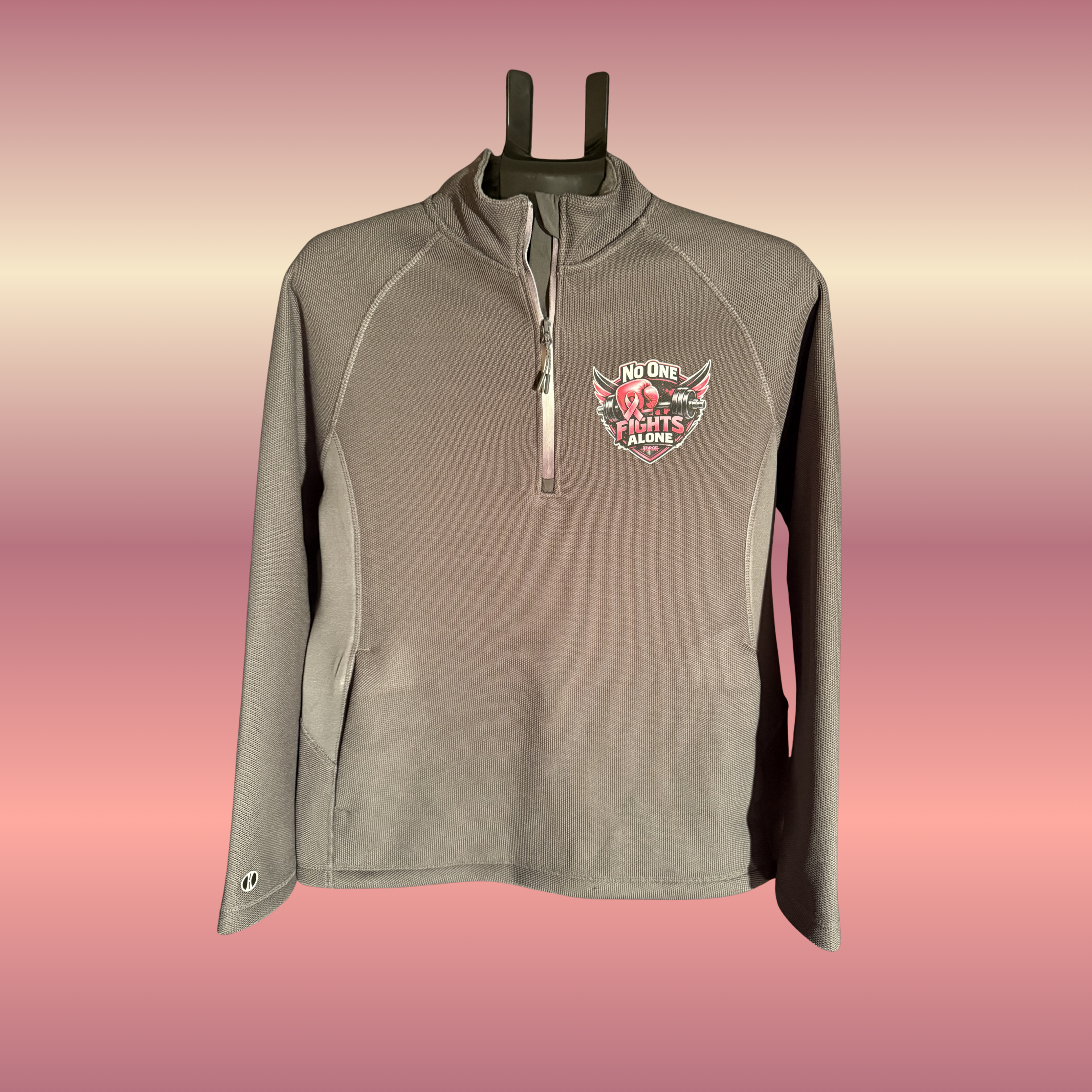 Fighting Breast Cancer womens Quarter Zip Microfleece Pullover