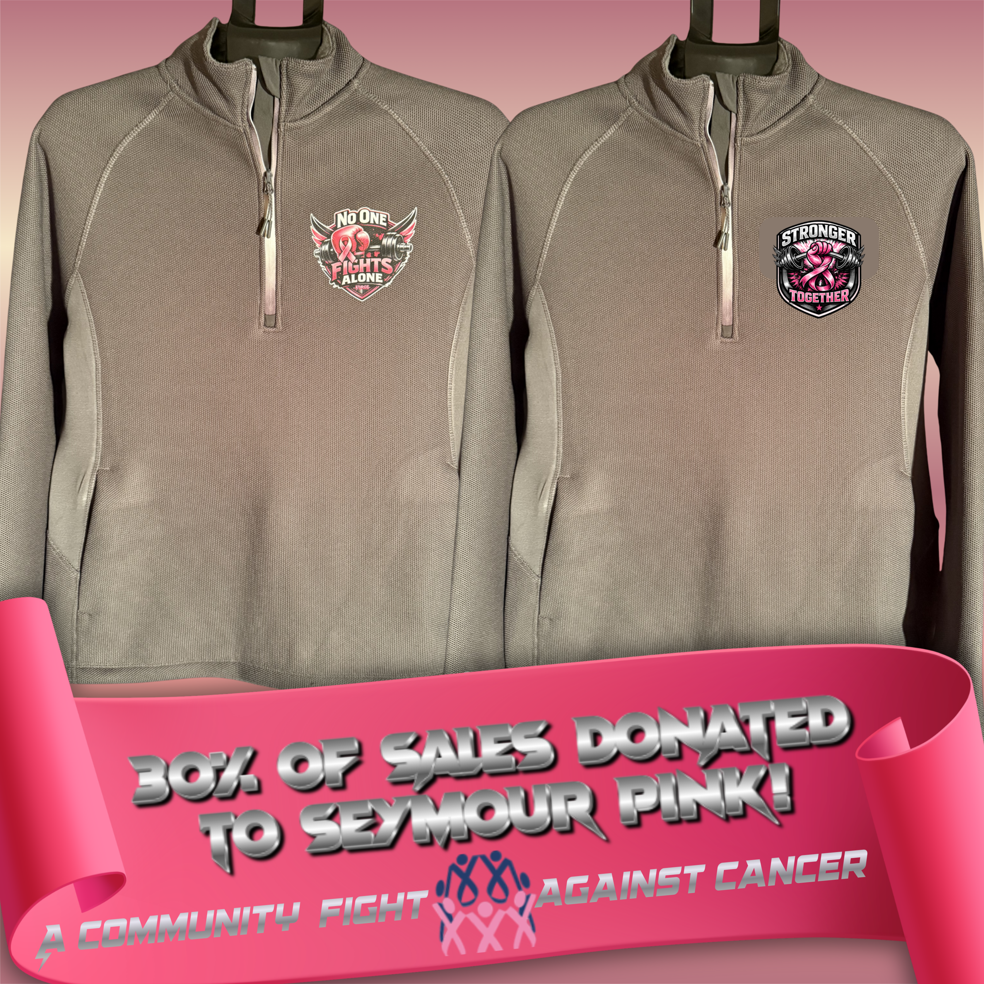 Fighting Breast Cancer womens Quarter Zip Microfleece Pullover