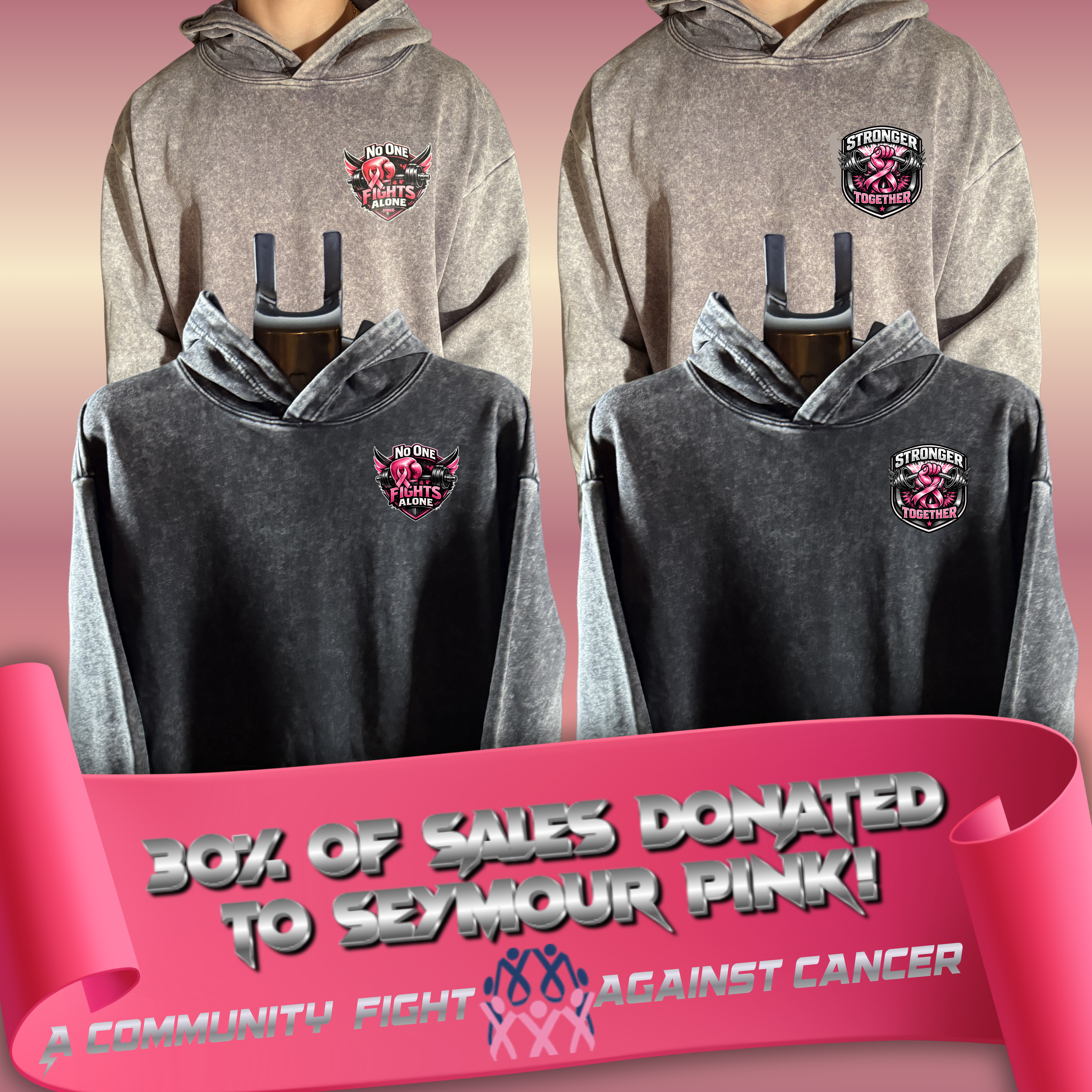 Fighting Breast Cancer oversized Hoodies
