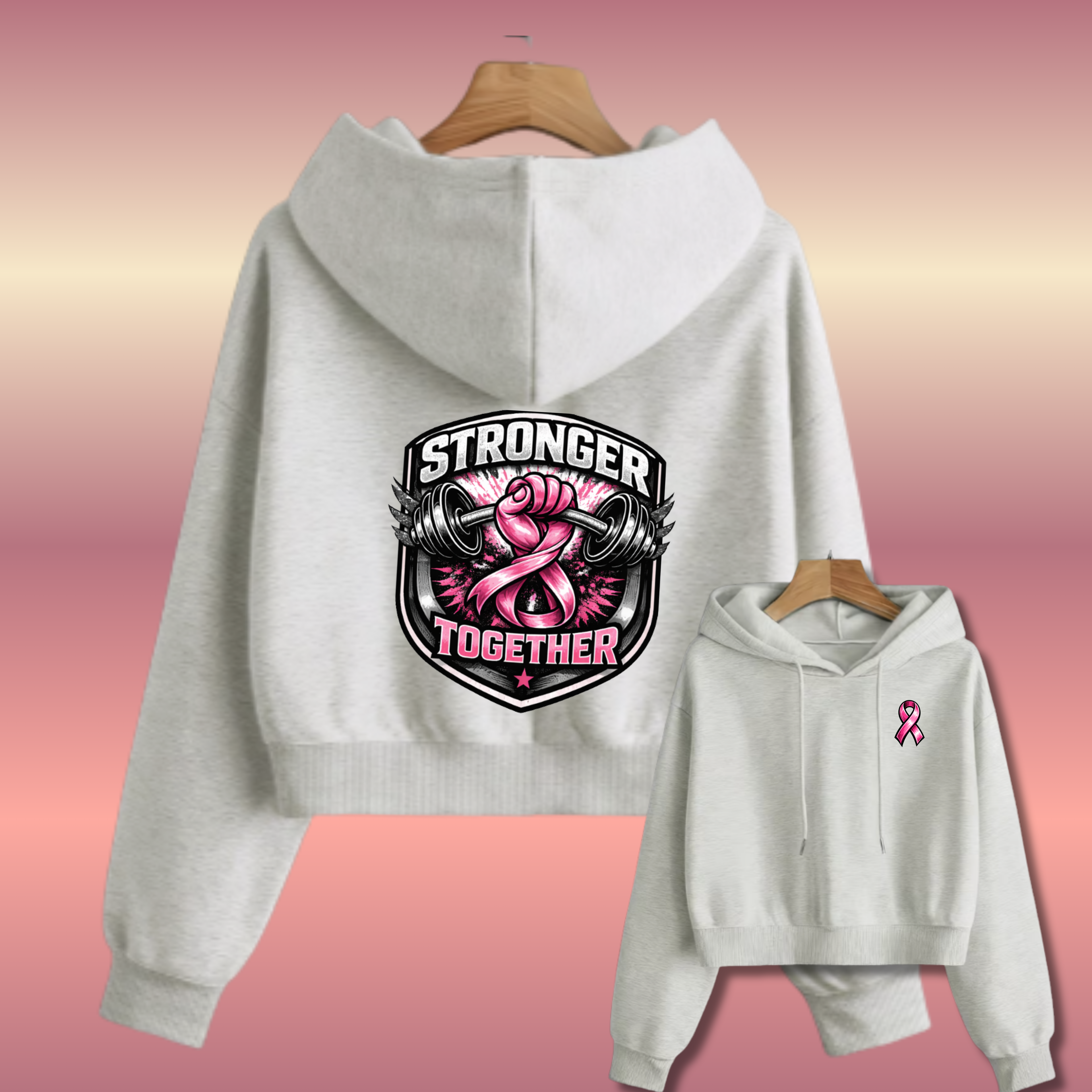 Fighting Breast Cancer Cropped Hoodies