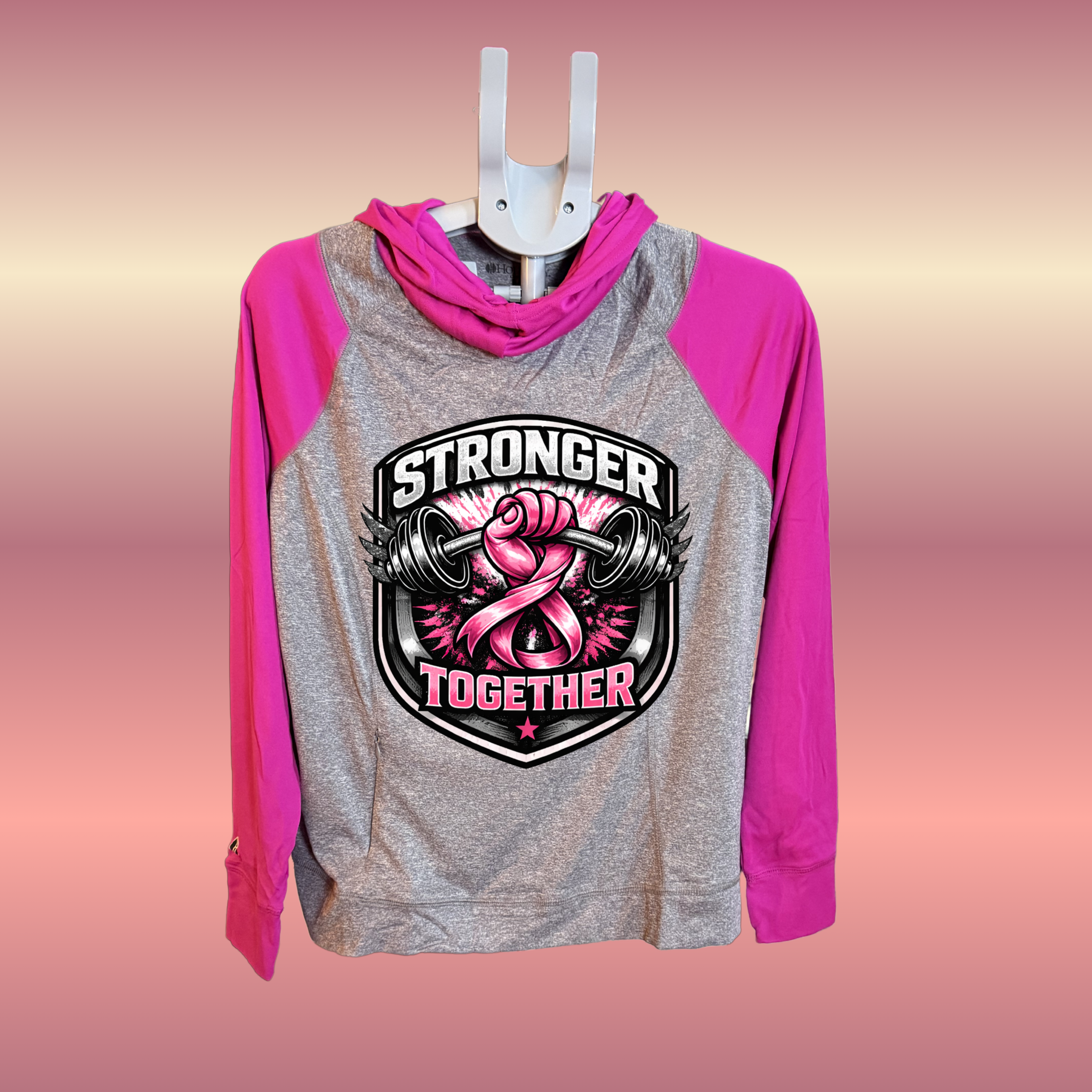 Fighting Breast Cancer Womens Heather Contrasting Hoodie