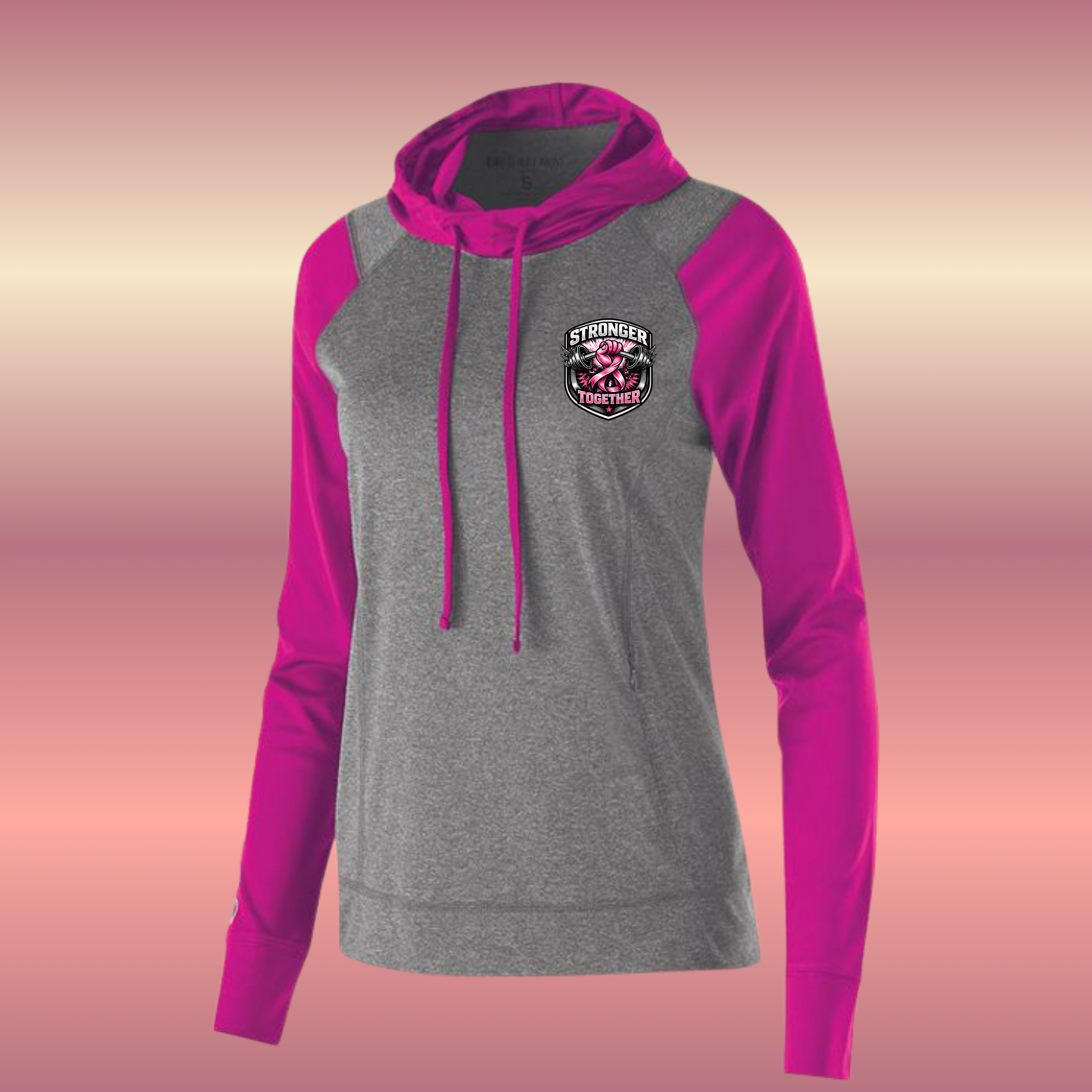Fighting Breast Cancer Womens Heather Contrasting Hoodie