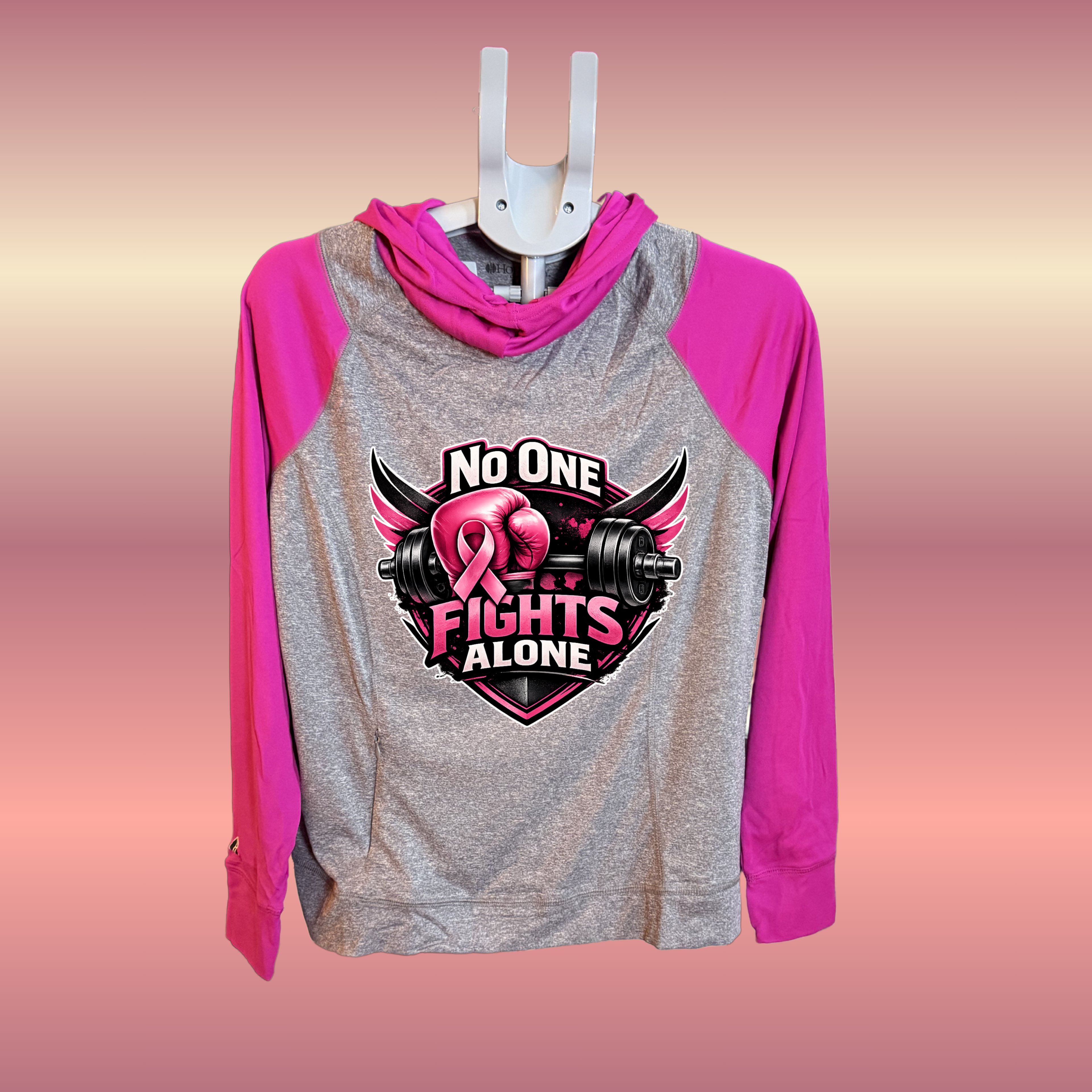 Fighting Breast Cancer Womens Heather Contrasting Hoodie