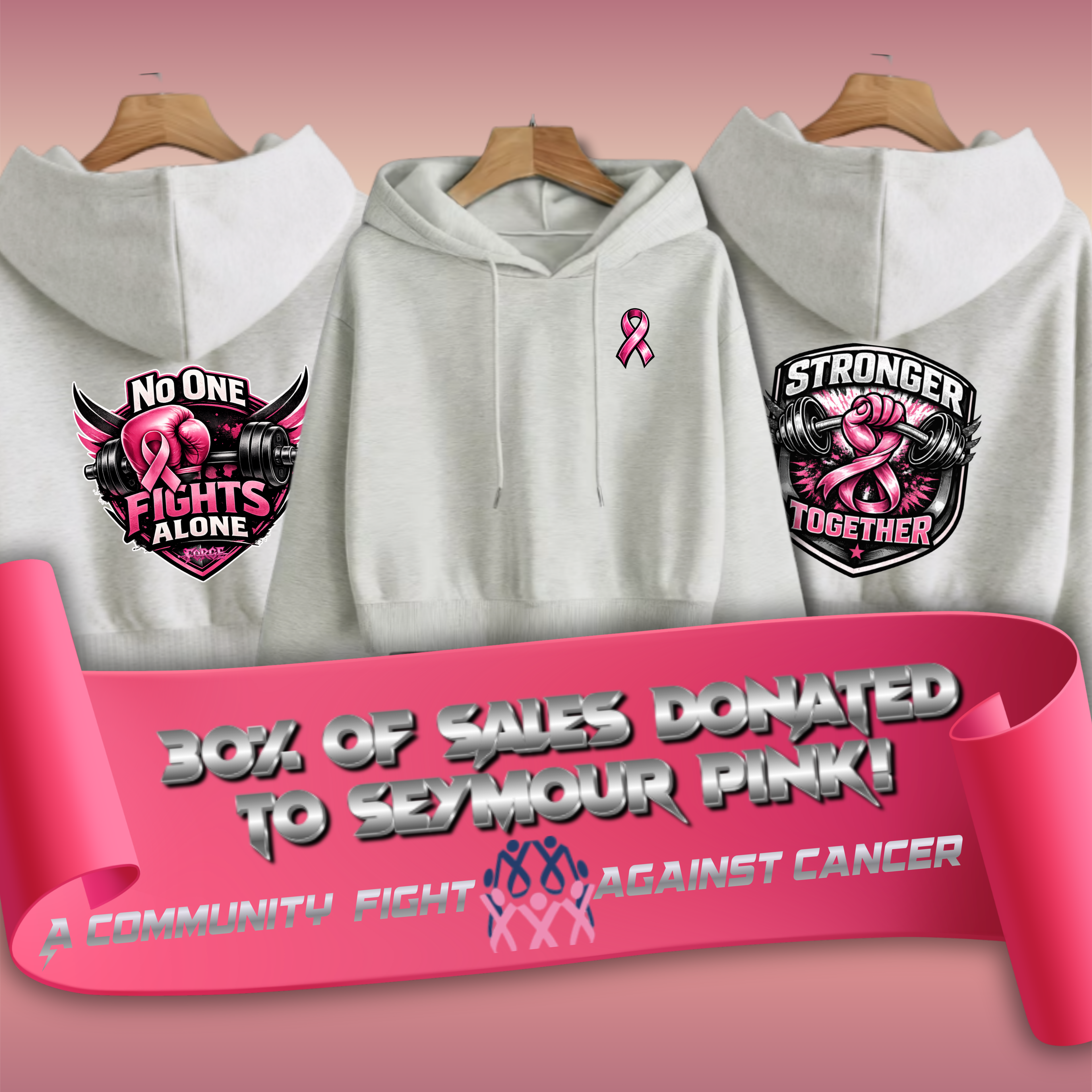 Fighting Breast Cancer Cropped Hoodies